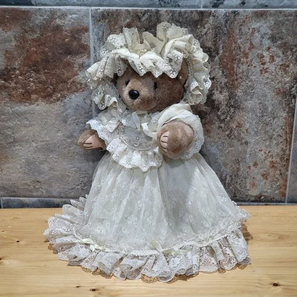 VTG Bearly People Victorian Lacey Dress Bear 1987